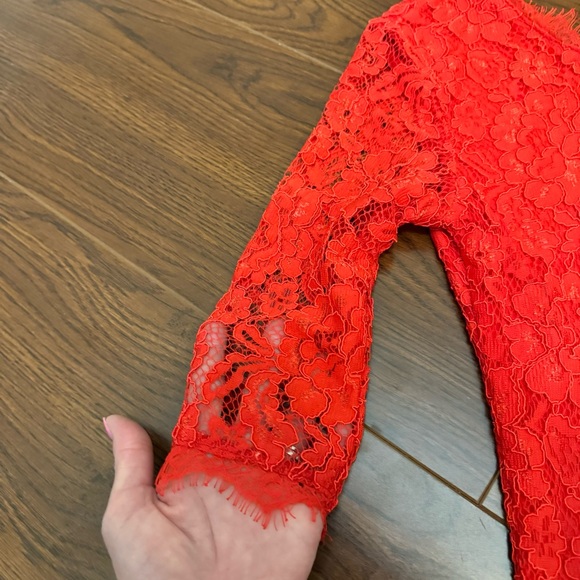 Red Lace Exposed Zipper Mini Dress Small - Picture 4 of 11